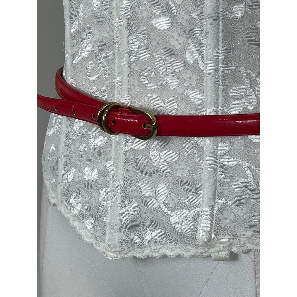 American Apparel Red Patent Skinny Belt Gold Buckle Size 30 S Small
